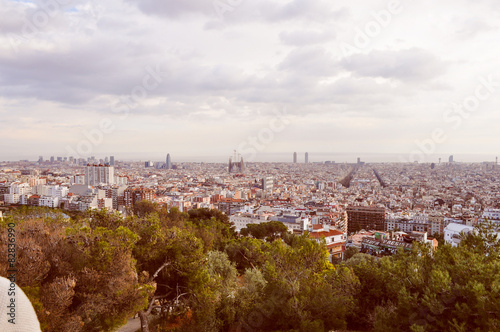 Retro look View of Barcelona
