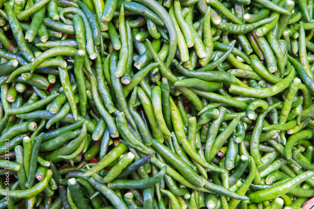 Green chillies for sale at market,Thailand Green chillies for sale at market,Thailand