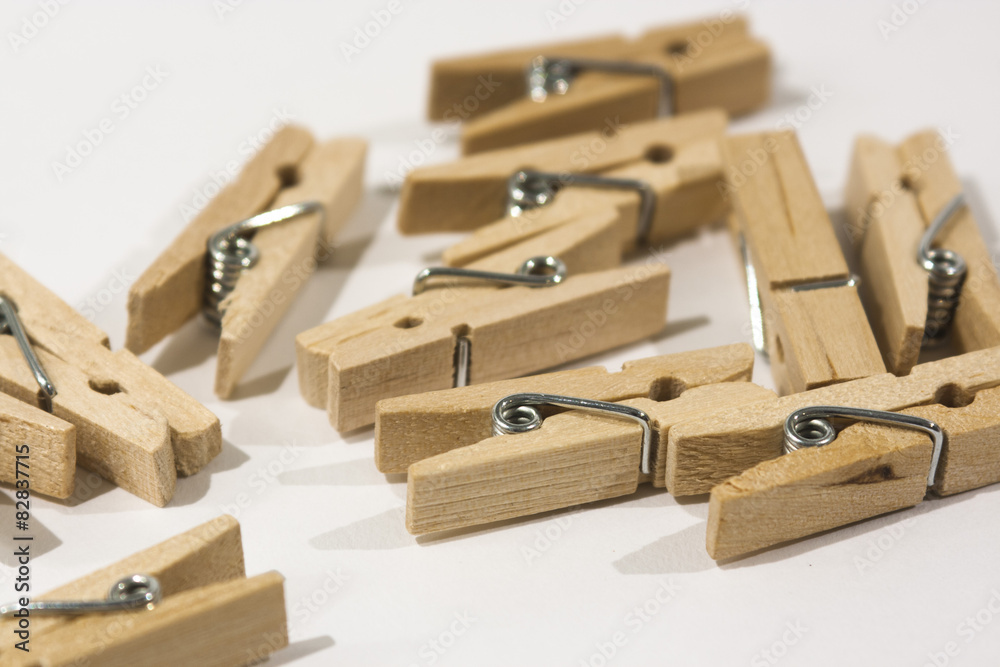 Wooden clothes pegs