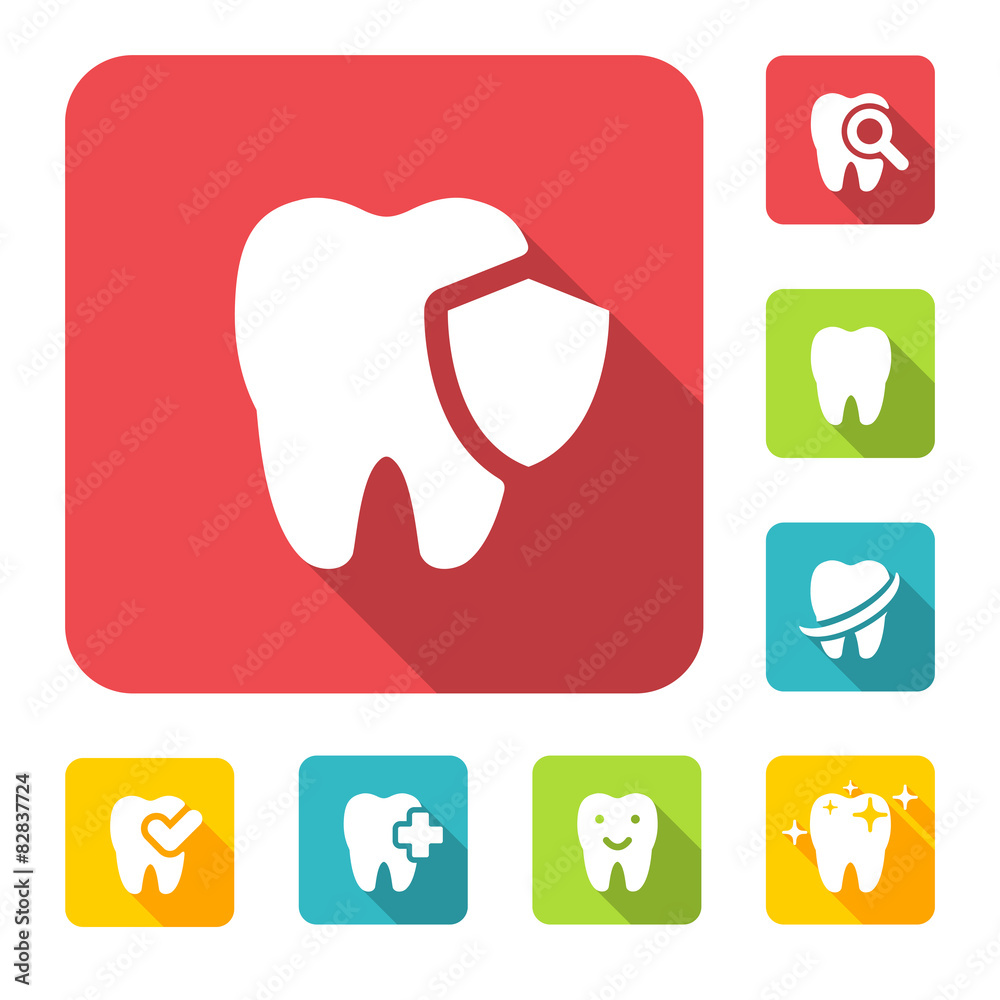 Vector illustration of dental icons set in flat style Vector illustration of dental icons set in flat style