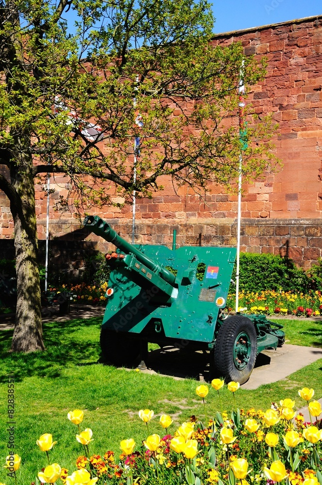 Fototapeta premium Cannon outside castle, Shrewsbury.