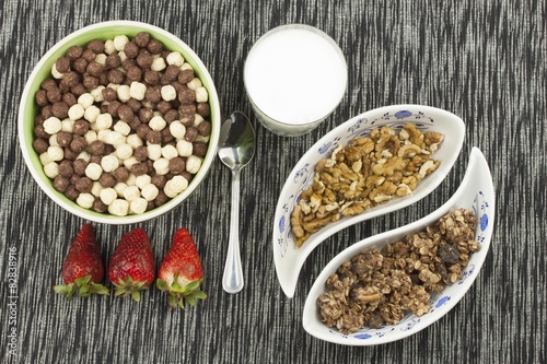 healthy breakfast, diet meal of cereal