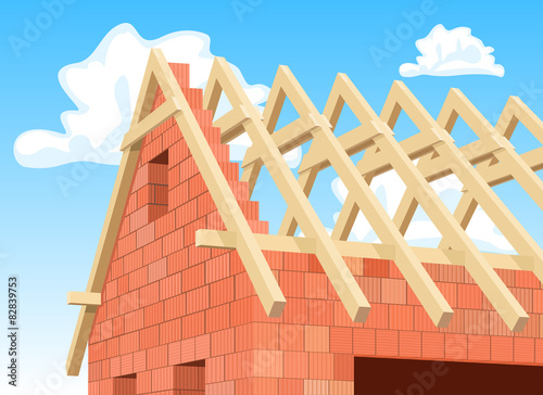 Detail Modern house under construction. Illustration