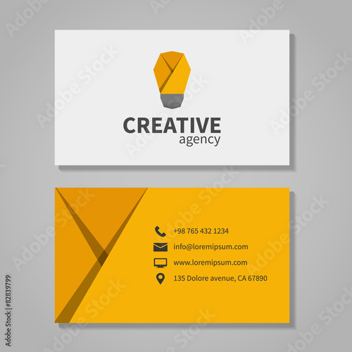 Creative agensy business card template with light bulb photo