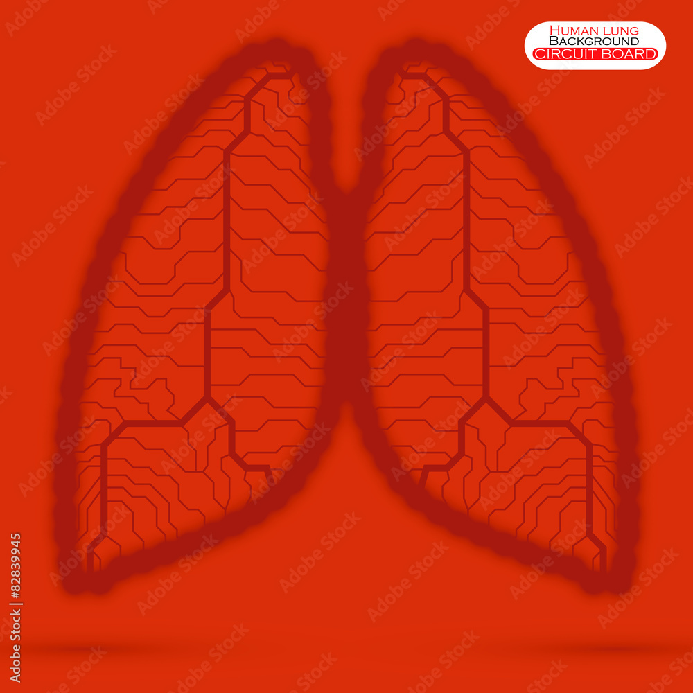 Neon human lung. Circuit board. Vector illustration. Eps 10 Neon human lung. Circuit board. Vector illustration. Eps 10
