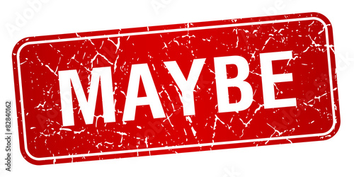 maybe red square grunge textured isolated stamp