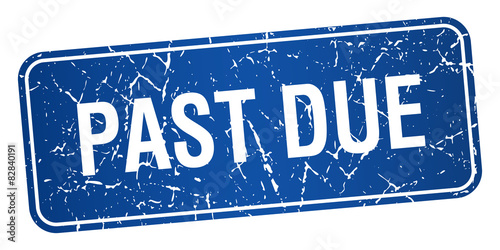 past due blue square grunge textured isolated stamp