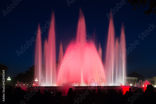 colorful fountain Montjuic show in Barcelona