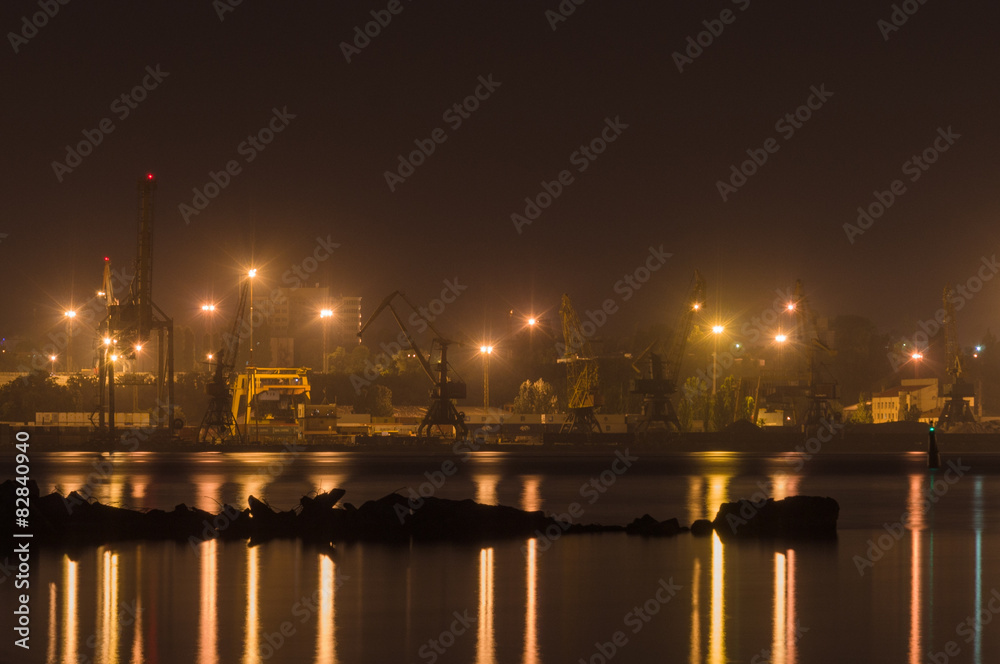 Freight port Odessa at night long exposure Freight port Odessa at night long exposure