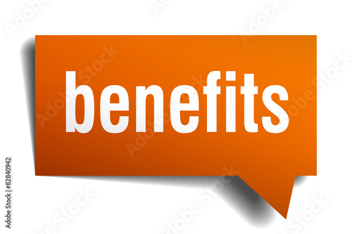 benefits orange speech bubble isolated on white