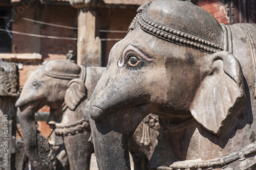 Elephant statue in the temple at Kirtipur , Nepal photo