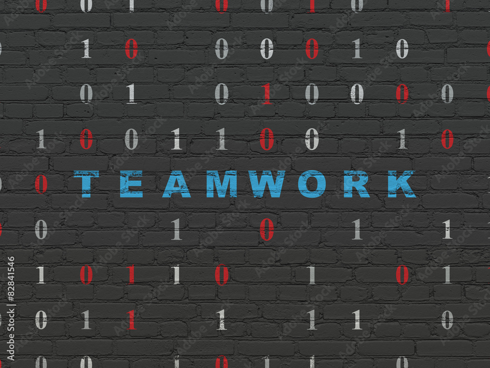 Finance concept: Teamwork on wall background