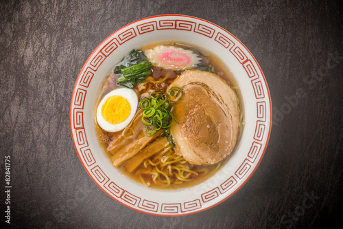普通の醤油ラーメン　Food of soy sauce ramen Japan photo