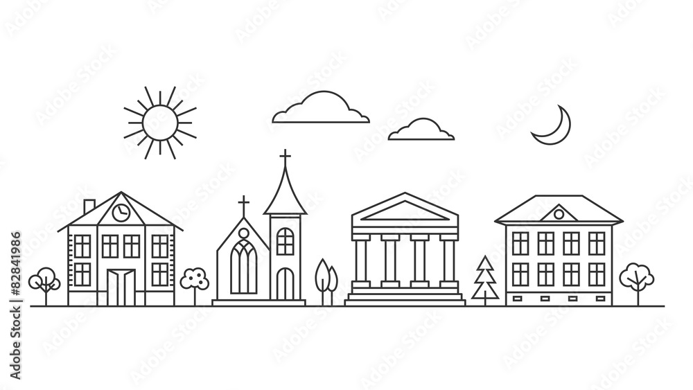 Vector city line landscape Vector city line landscape