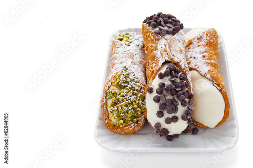 Sicilian cannoli . italian sweets
