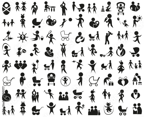 children, family icon on white