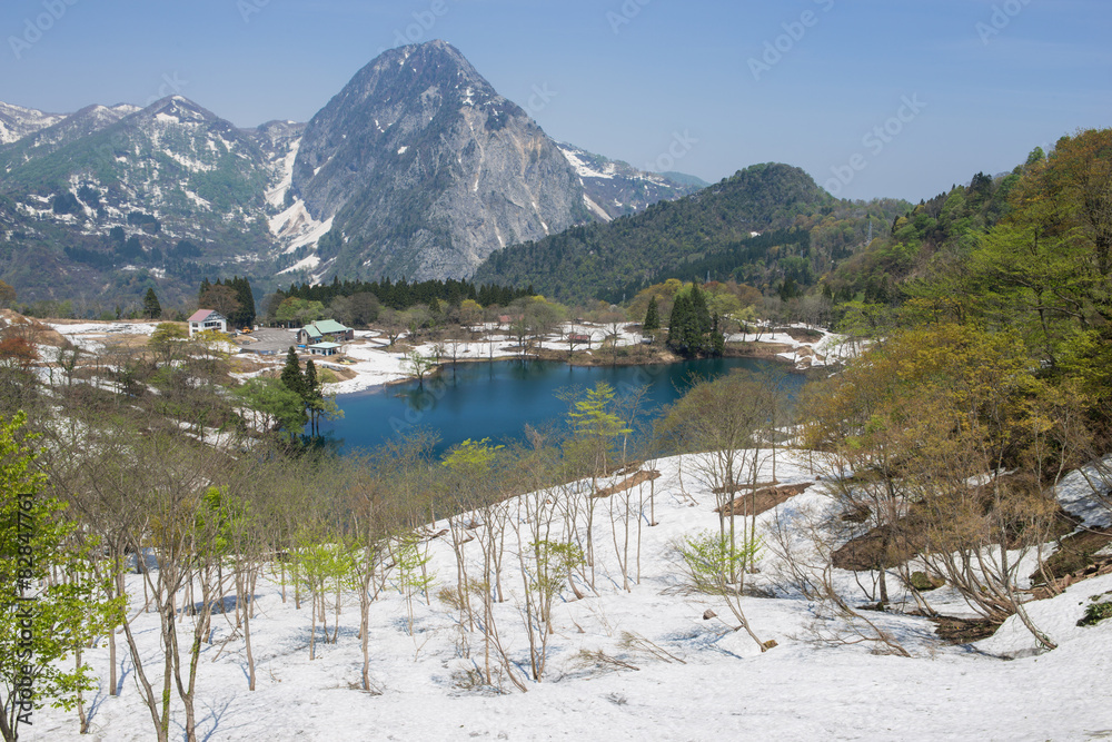 雪解けの高浪の池と明星山stock Photo Adobe Stock