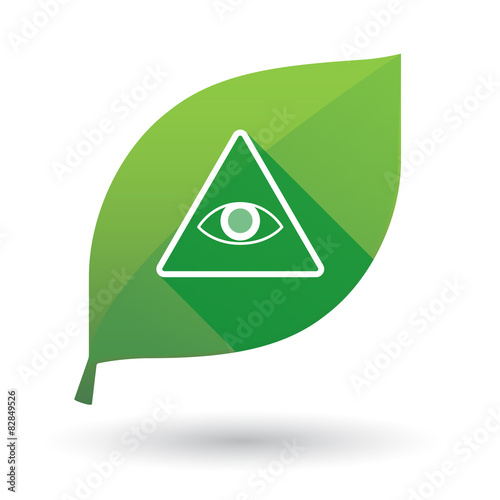 Green leaf icon with an all seeing eye