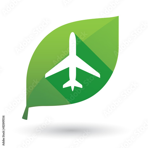 Green leaf icon with a plane