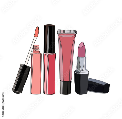 cosmetics for lips - some lip gloss and lipstick
