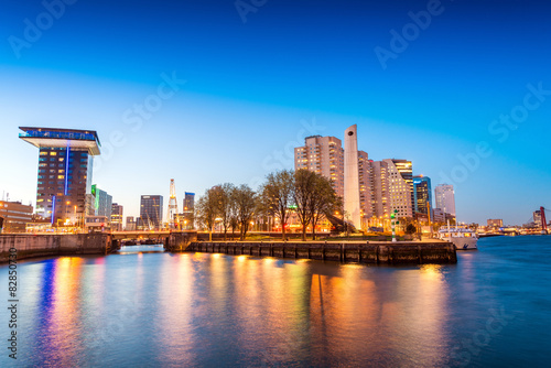 Stunning night skyline of Rotterdam, The Netherlands © jovannig