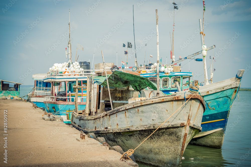 Fishing Boats in a Harbour