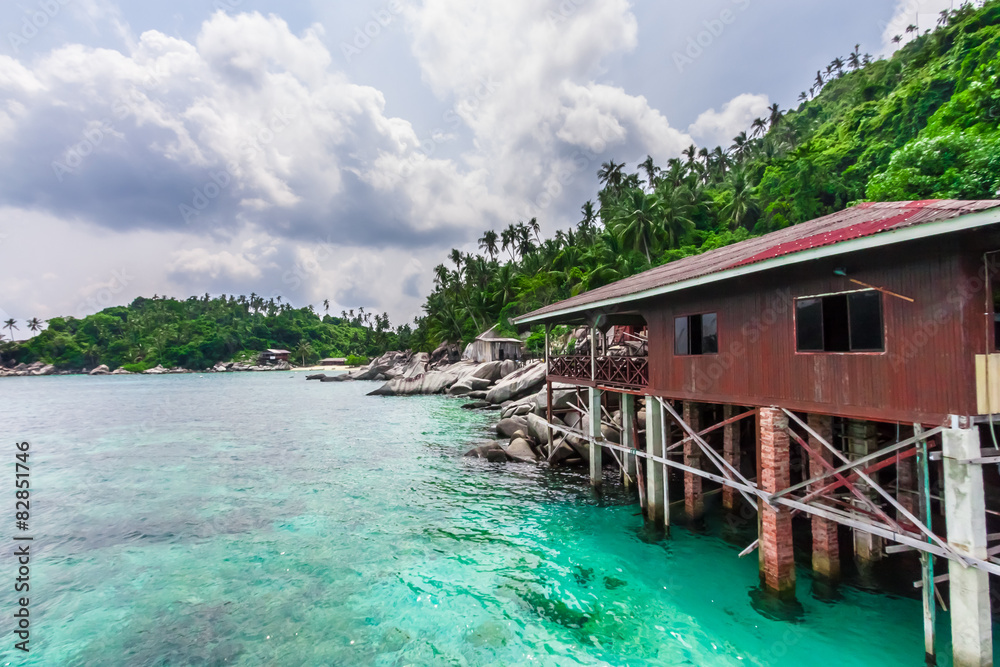 Fisherman's house in the South China Sea (Pulau Aur, Malaysia)