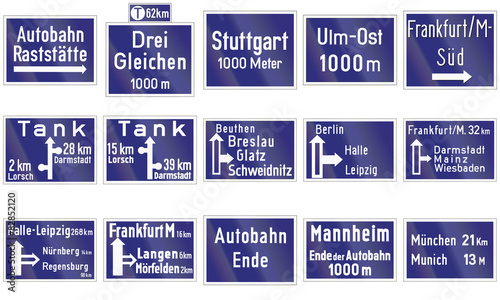 Historic Highway Direction Signs In Germany