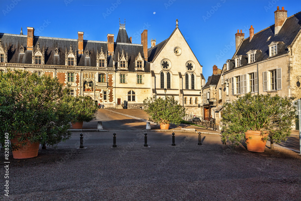 The chateau Royal de Blois: the facade of the Louis XII wing. The chateau Royal de Blois: the facade of the Louis XII wing.