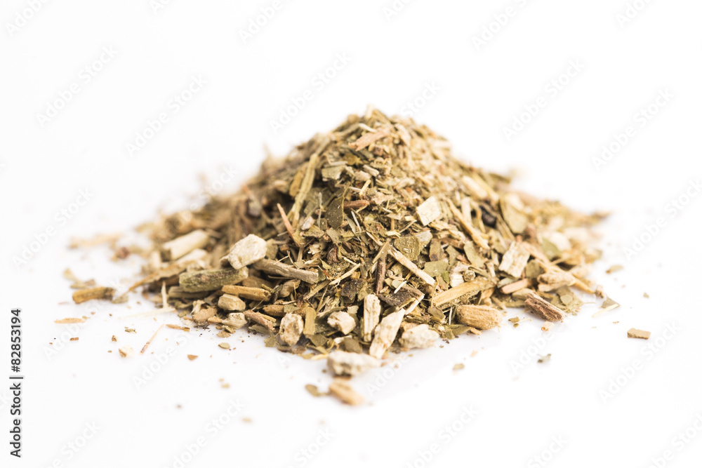 Dry mate tea, isolated on white Dry mate tea, isolated on white