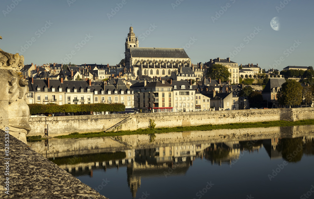 Old town of Blois in the Loire Valley, France. The cathedral of