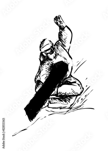 hand sketch snowboarder