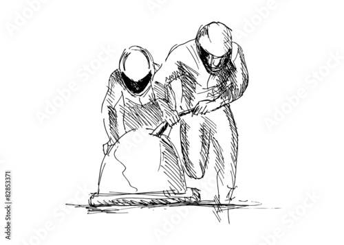 hand sketch bobsleighers