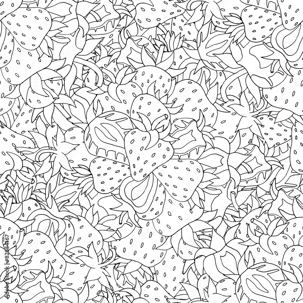 Fototapeta premium Seamless pattern Set red strawberries