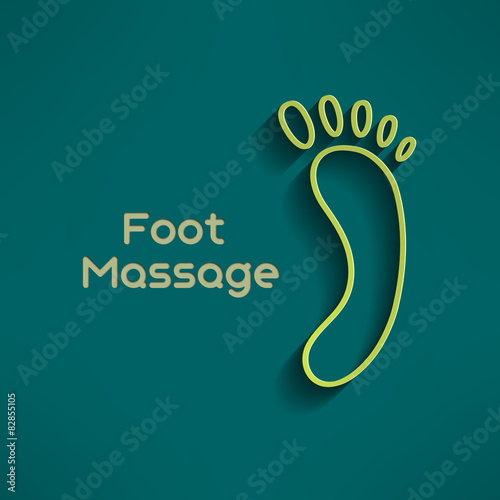 Bright foot massage sign and logo on dark green background