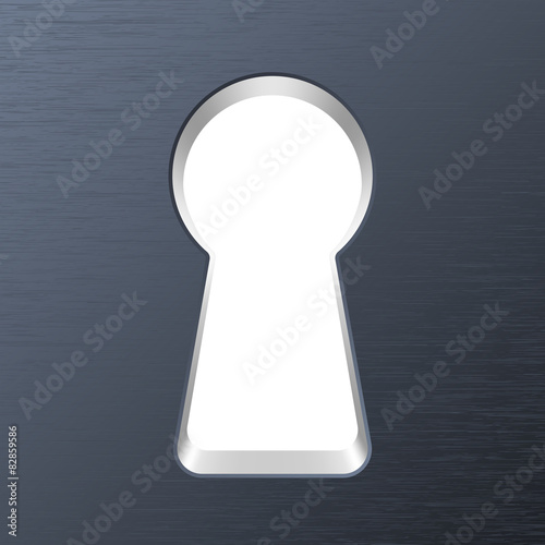 Keyhole in a metal door. Vector