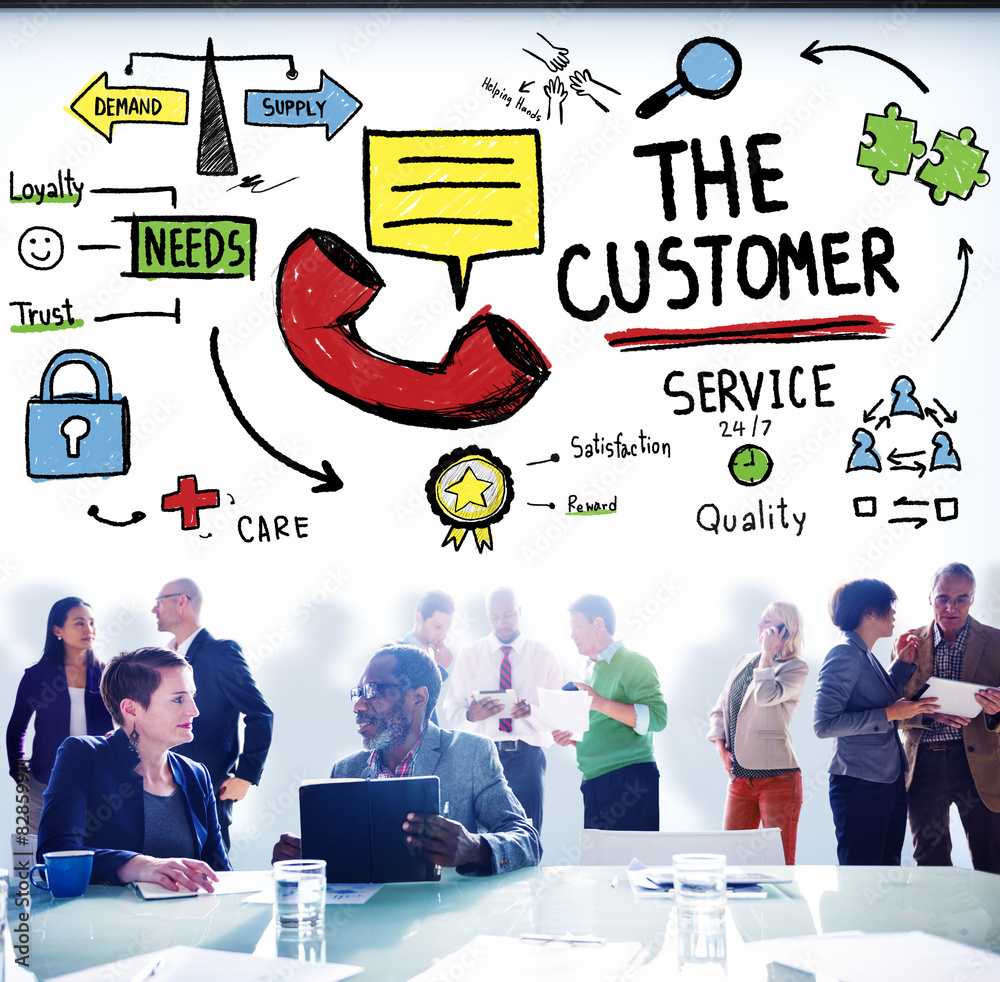 Naklejka premium Customer Service Support Solution Assistance Aid Concept