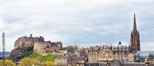 Edinburgh including the Castle cityscape with dramatic skies