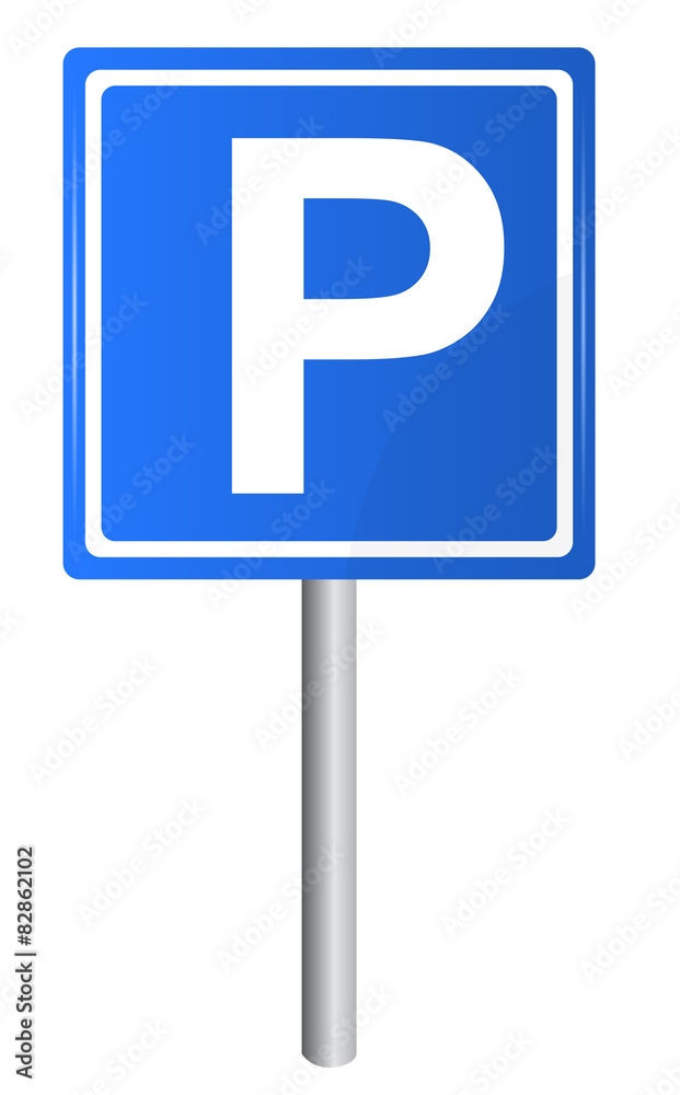Parking traffic sign on pole, vector Parking traffic sign on pole, vector