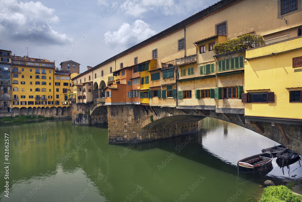 Florence. Ponte Vecchio in Florence, Italy during spring day.