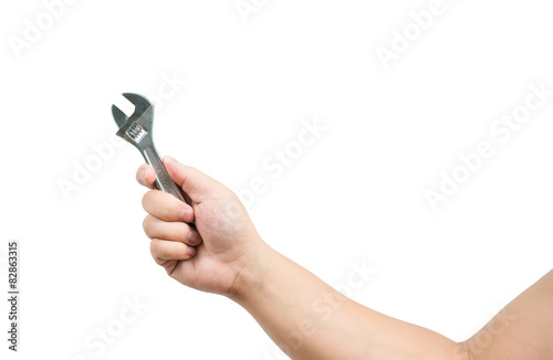 Hand holding a spanner