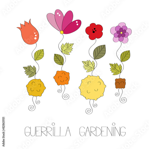Guerrilla gardening vector illustration 