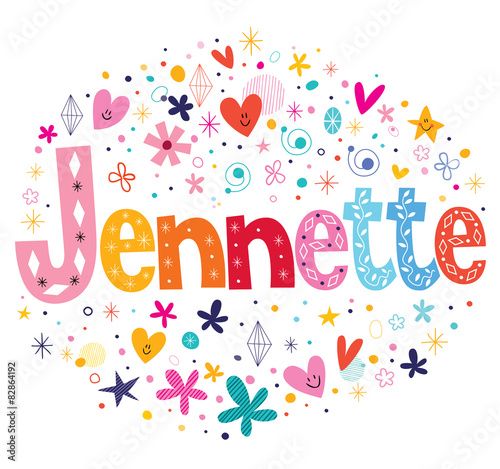 Jennette girls name decorative lettering type design