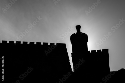 Silhouette of Castelo de Montereal in Baiona photo