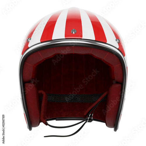 Motorcycle helmet red white front view