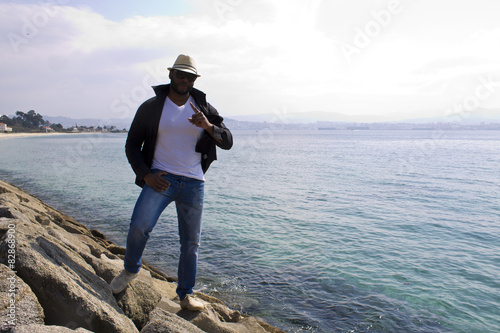 black man in the coast photo