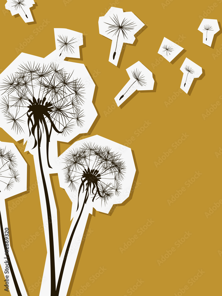 Obraz premium silhouette of dandelion in the wind