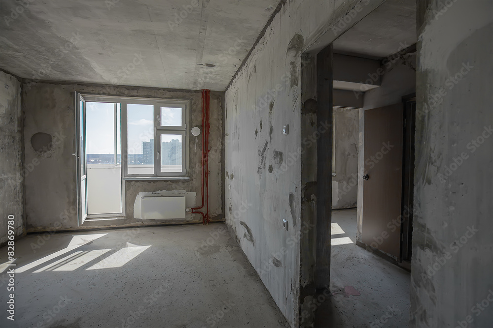 Empty walls concrete room interior. Empty walls concrete room interior.