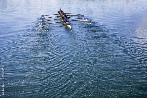 Boat coxed eight Rowers rowing