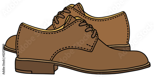 Hand drawing of a brown men's shoes